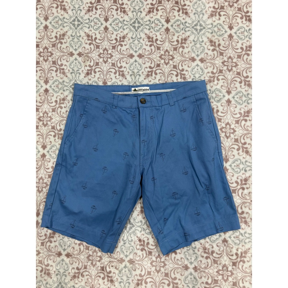 Tallwoods Mens Blue Sailboat Print Chino Shorts Size 33 Nautical Summer Casual